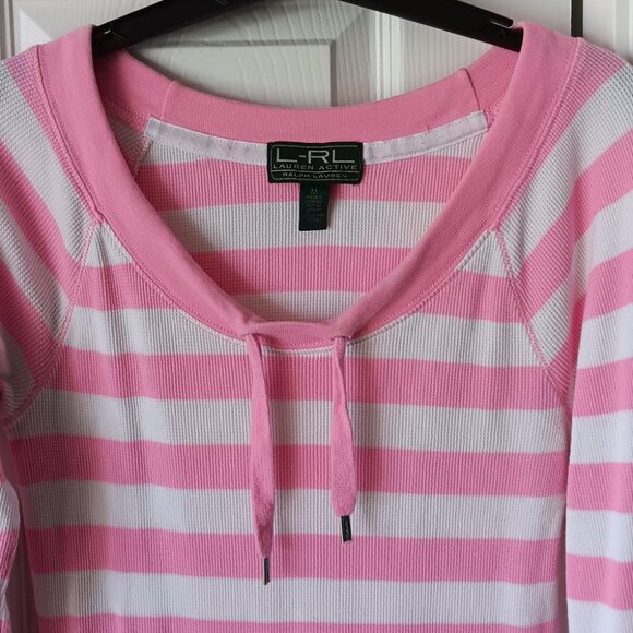 LAUREN RALPH LAUREN Womens Top Pink and White Size Medium - Picture 2 of 8